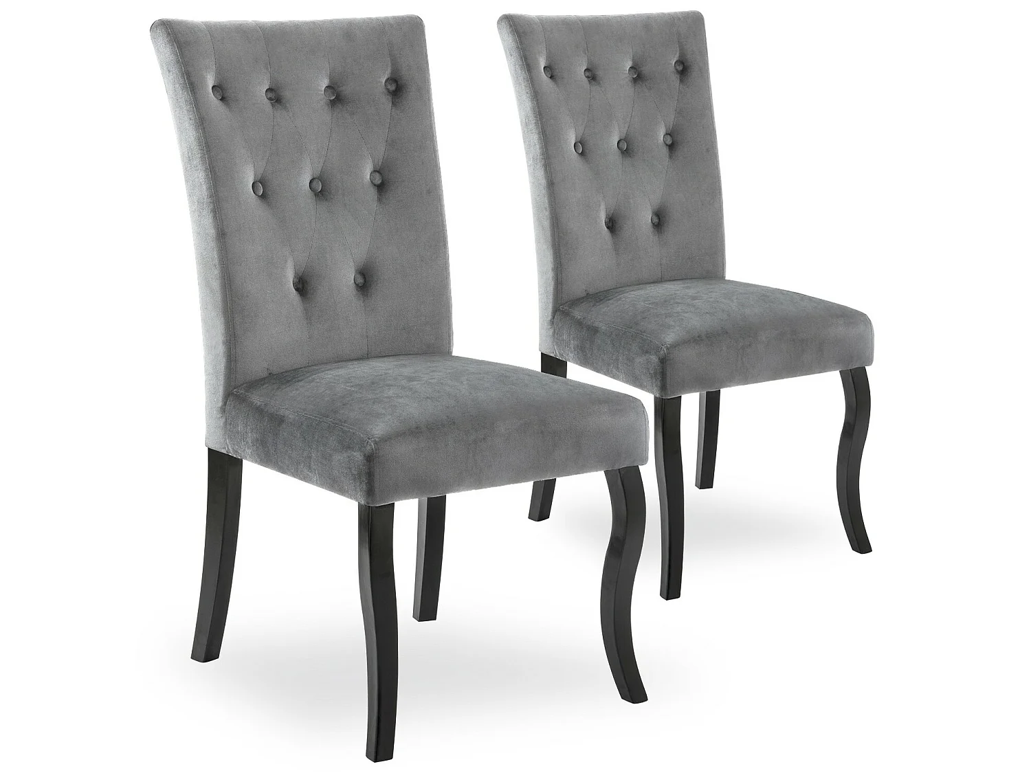Lot de 2 chaises capitonnées Chaza Velours Gris