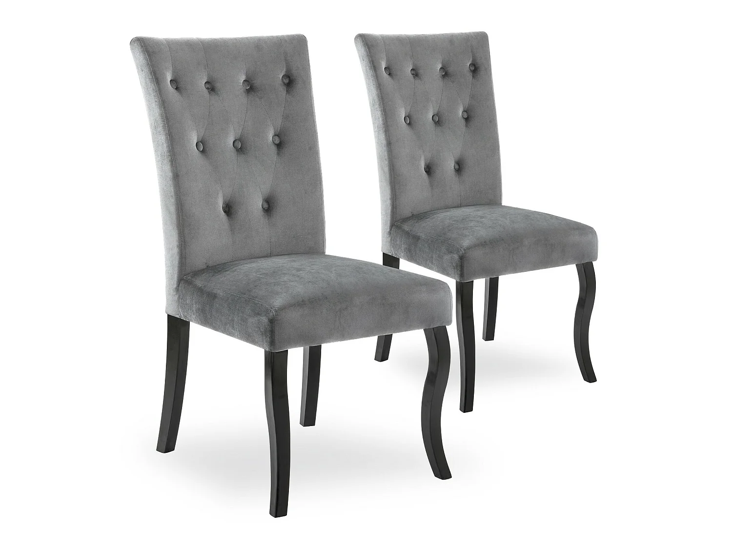 Lot de 2 chaises capitonnées Chaza Velours Gris