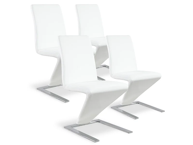 Lot de 4 chaises design Delano Blanc