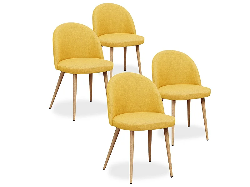 Lot de 4 chaises scandinaves Cecilia tissu Jaune