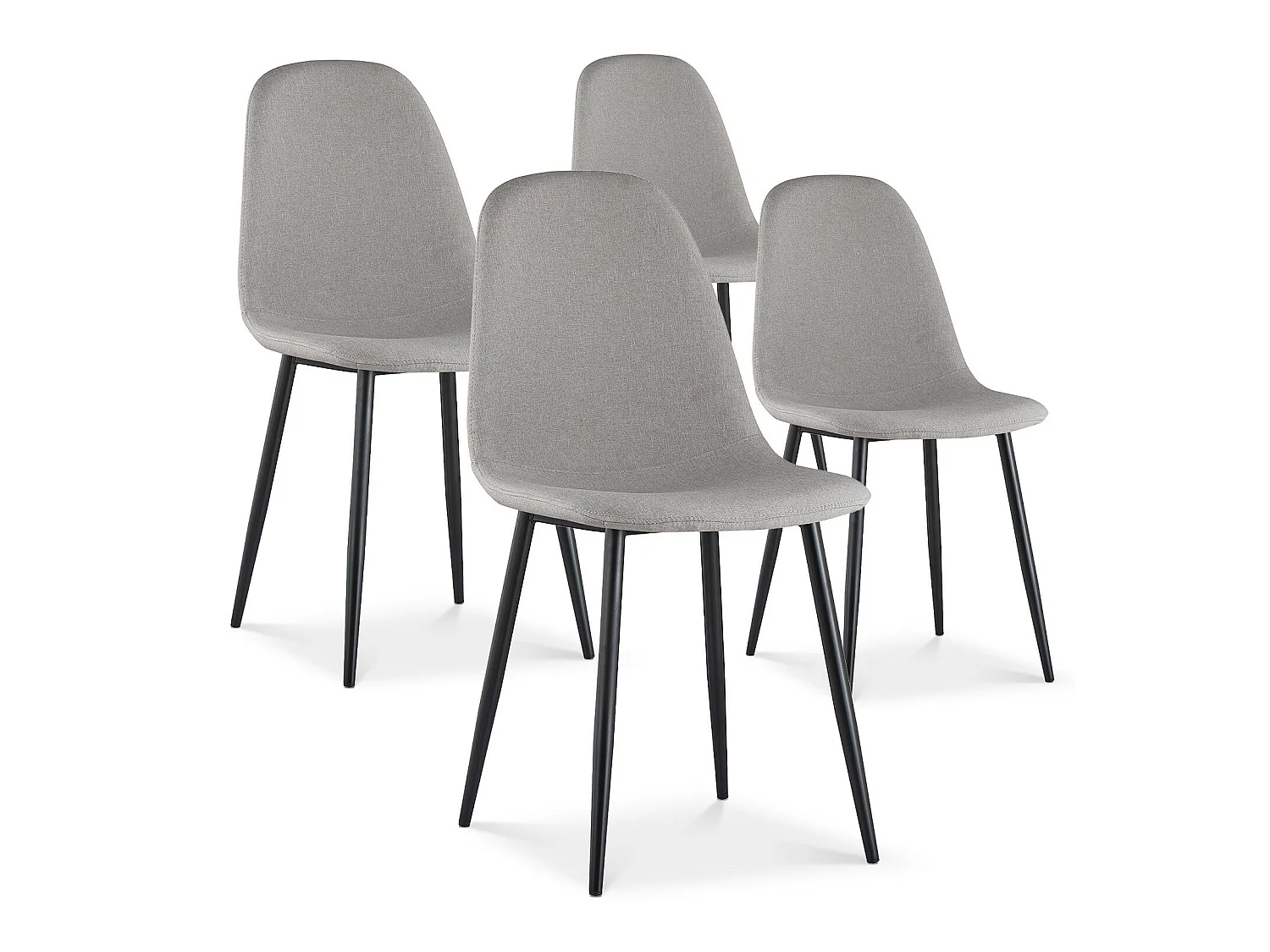Lot de 4 chaises Bali tissu gris pieds noir