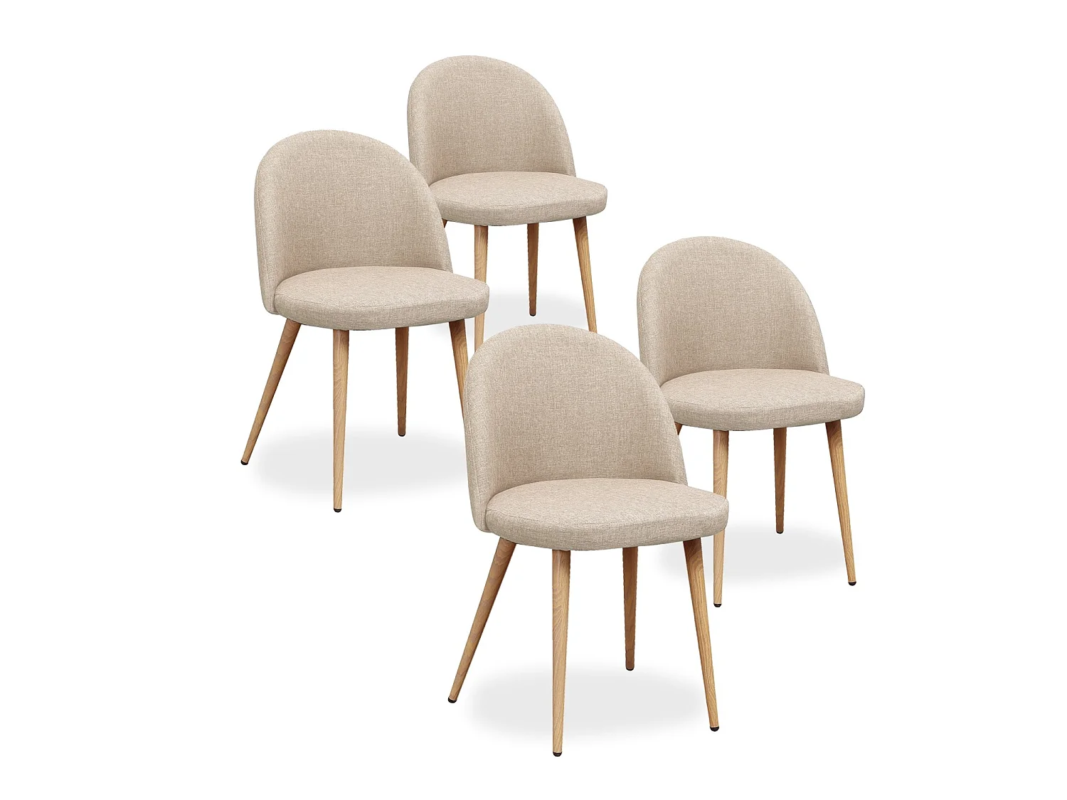 Lot de 4 chaises scandinaves Cecilia tissu Beige