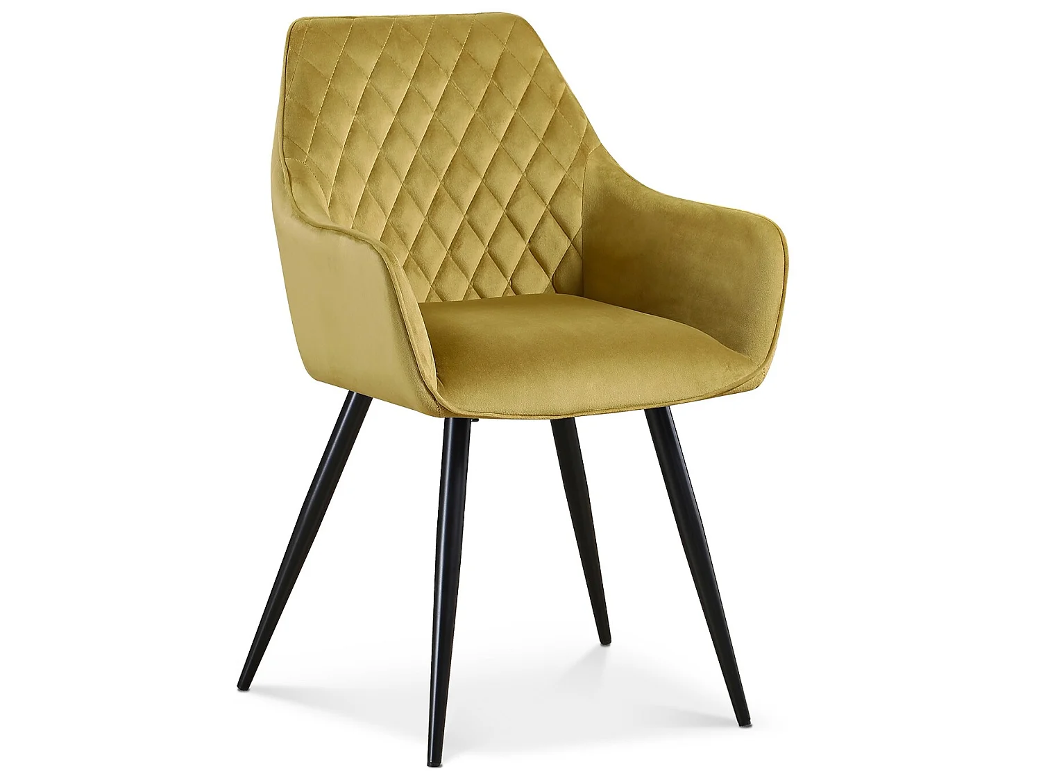 Lot de 6 chaises Victoria en velours jaune moutarde pieds noir