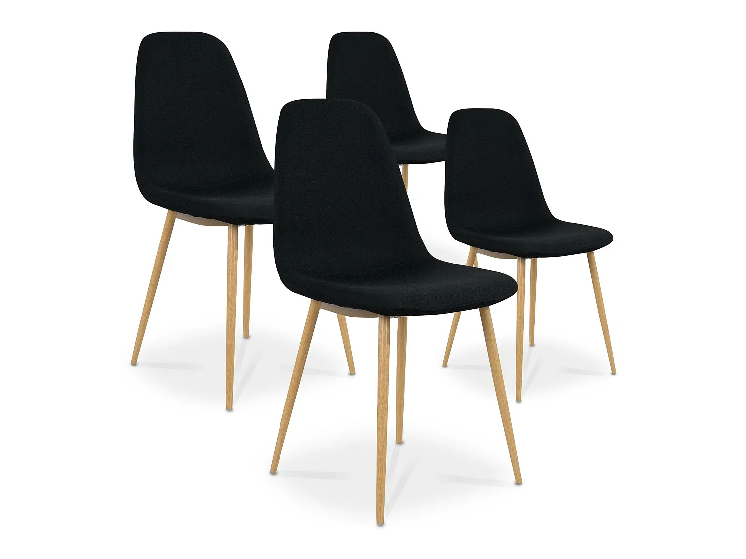 Lot de 4 chaises scandinaves Bali tissu Noir