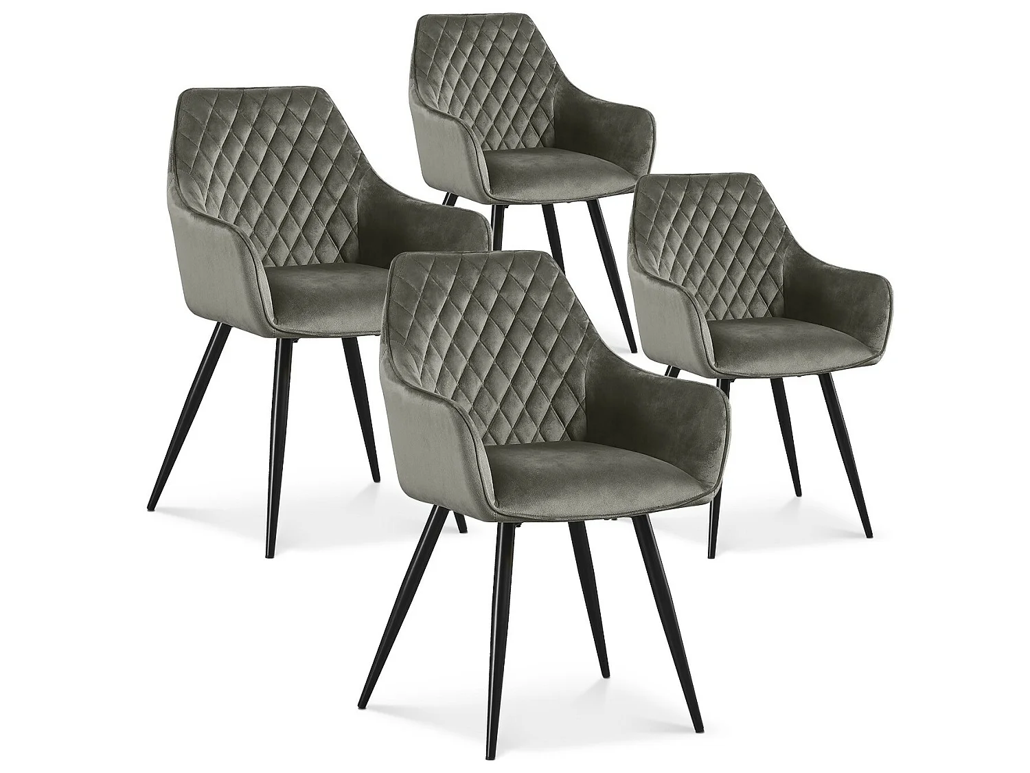Lot de 4 chaises Victoria en velours gris pieds noir