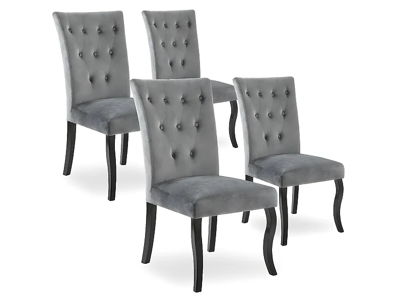 Lot de 4 Chaises capitonnées Chaza Velours Gris