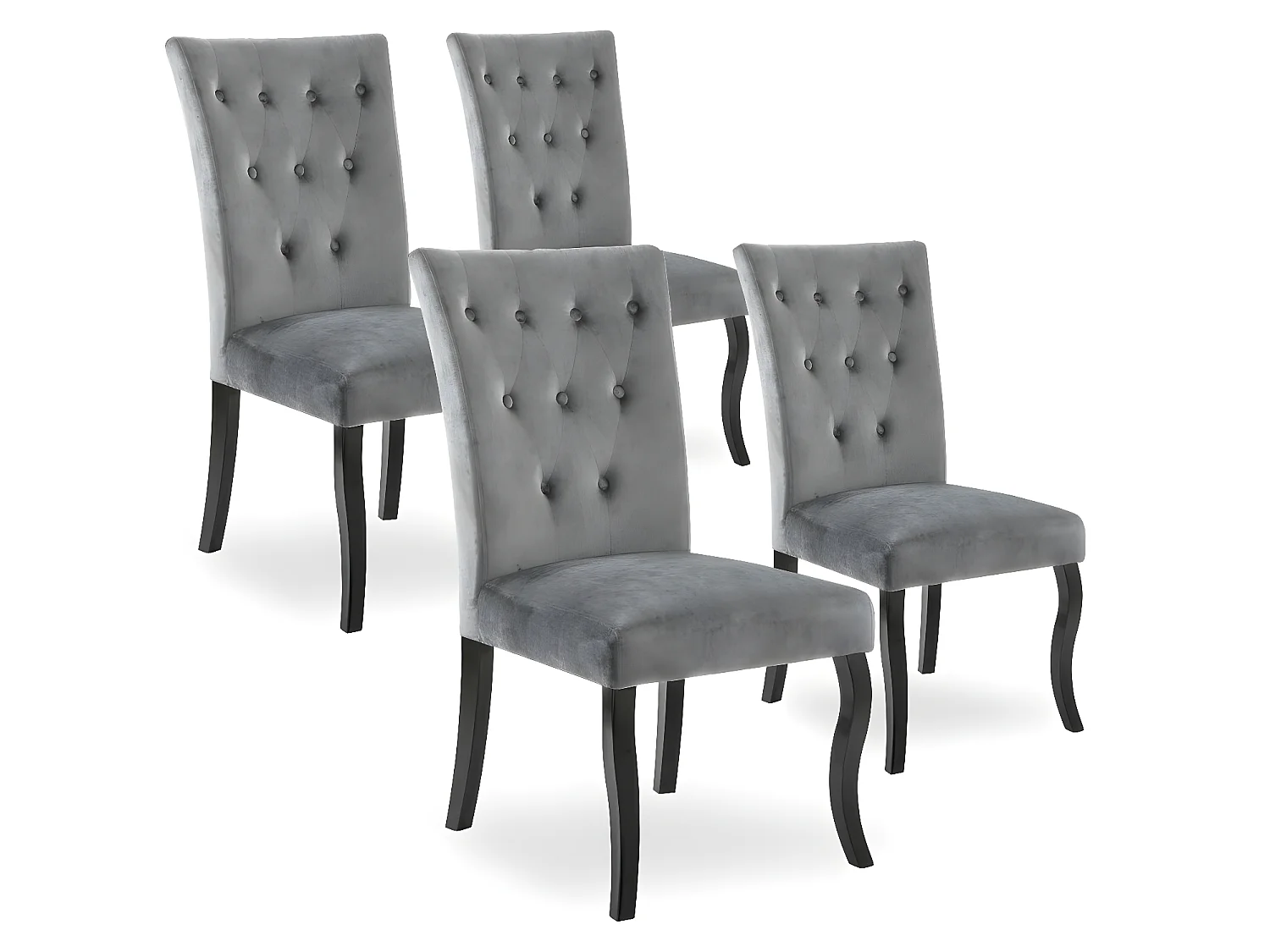 Lot de 4 Chaises capitonnées Chaza Velours Gris