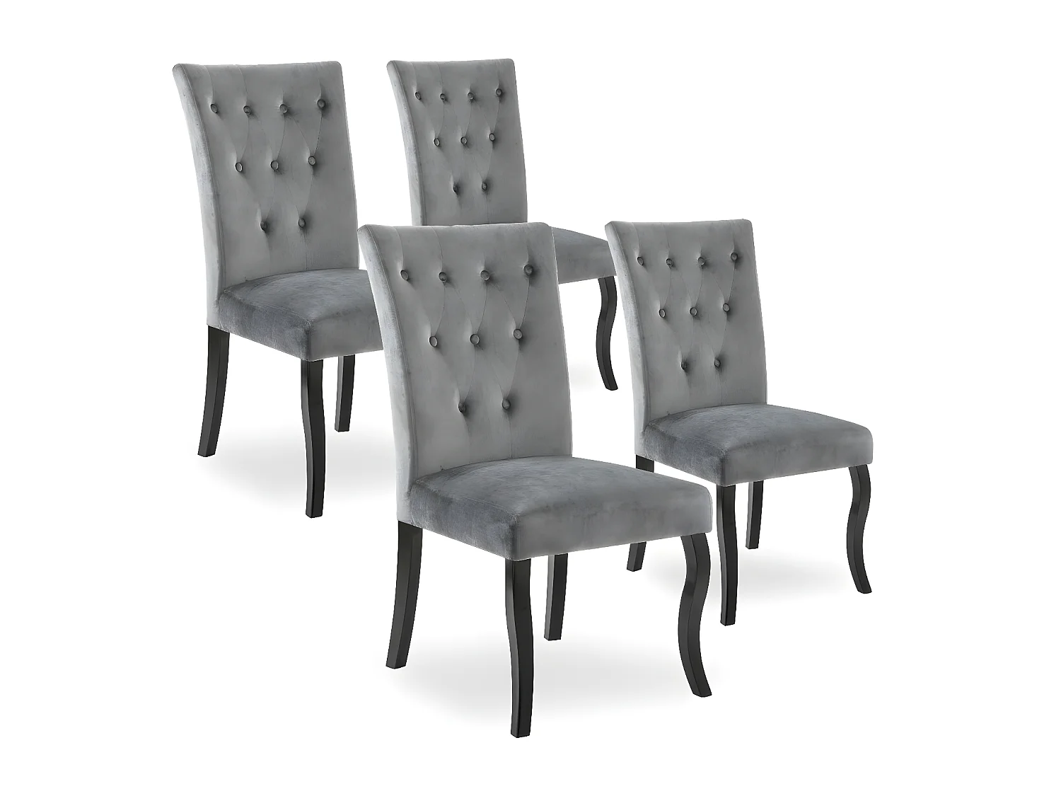 Lot de 4 Chaises capitonnées Chaza Velours Gris