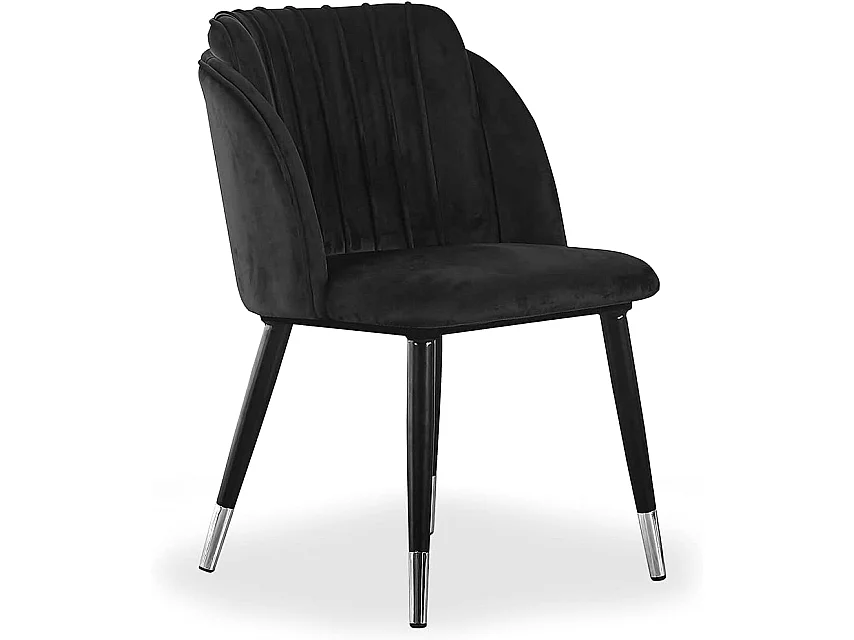 MILANO - Chaise de Salle à Manger en Velours - Style Vintage - Noir