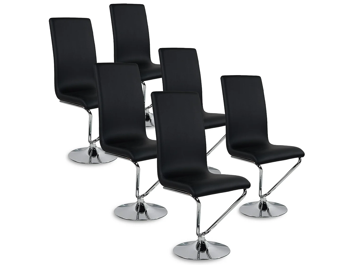 Lot de 6 chaises design Colami Noir