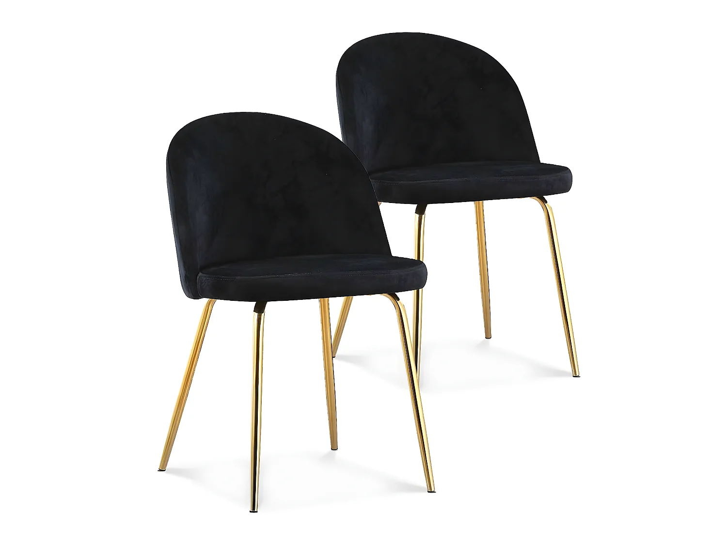 Lot de 2 chaises Cecilia velours Noir pieds or