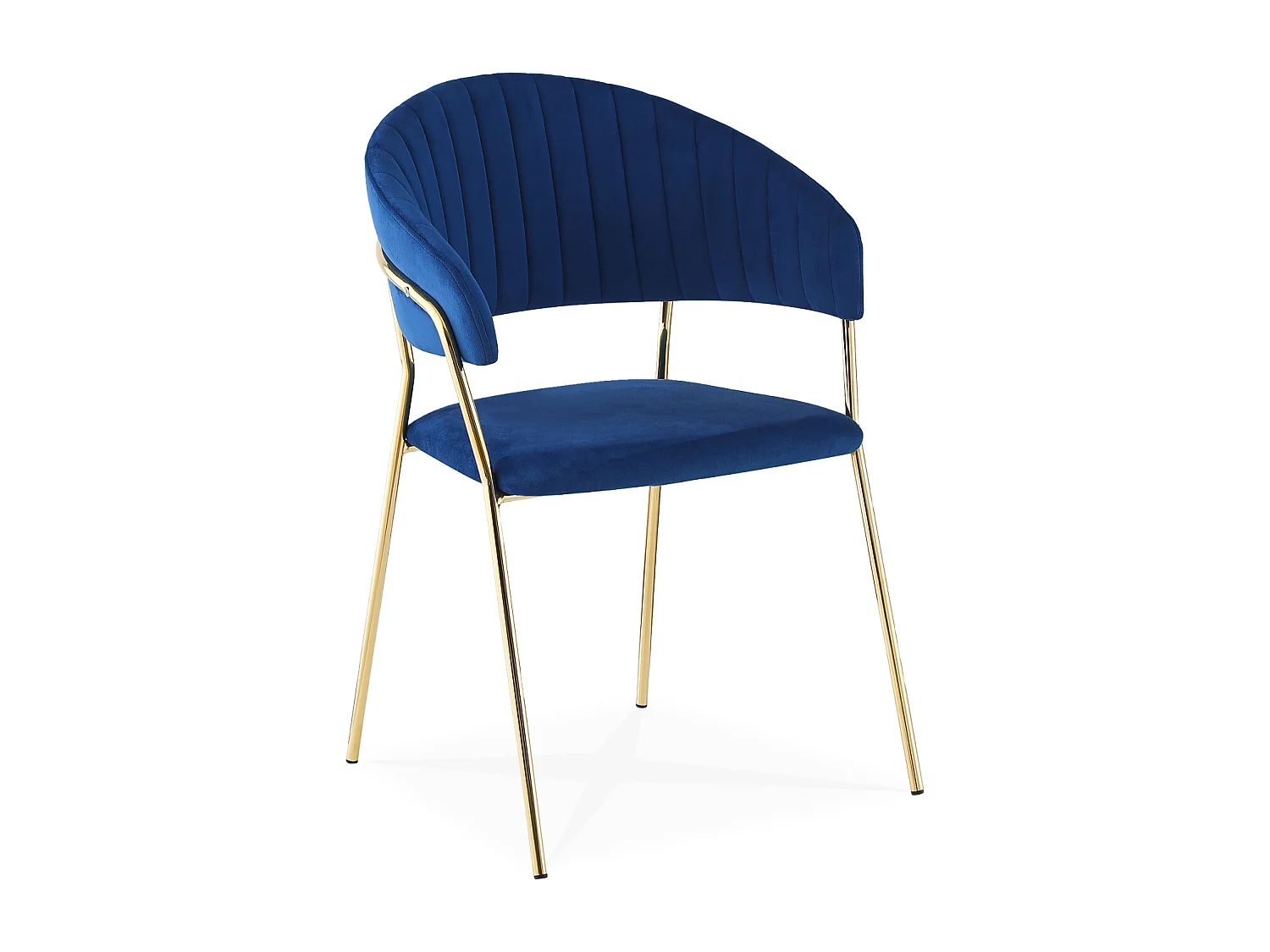 Lot de 4 chaises Margaux velours bleu pieds or