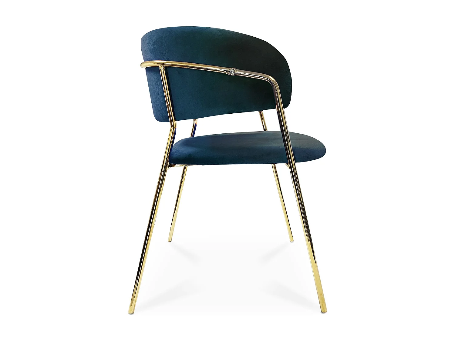 Lot de 4 chaises Margaux velours bleu pieds or