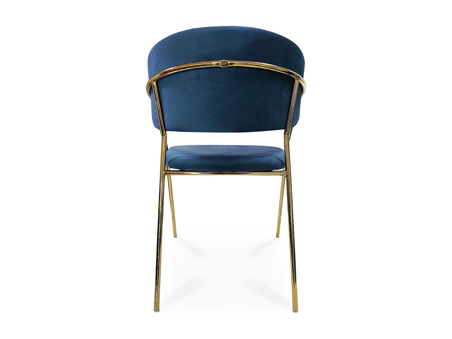 Lot de 4 chaises Margaux velours bleu pieds or