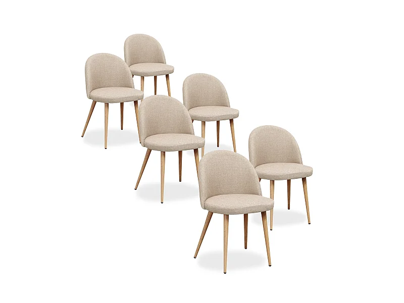 Lot de 6 chaises scandinaves Cecilia tissu Beige