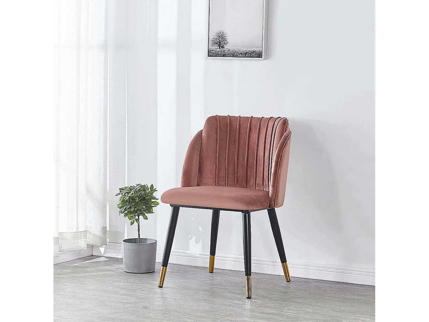 MILANO - Chaise de Salle à Manger en Velours - Style Vintage - Rose