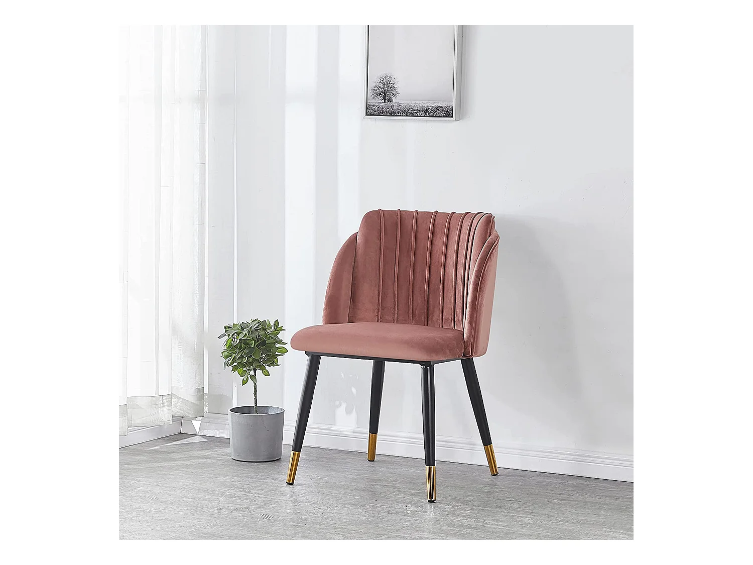 MILANO - Chaise de Salle à Manger en Velours - Style Vintage - Rose