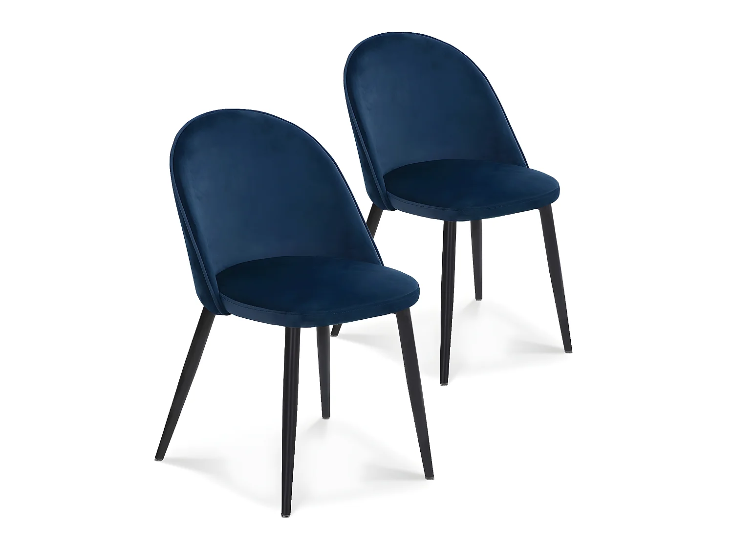 Lot de 2 chaises Cecilia velours Bleu pieds noirs