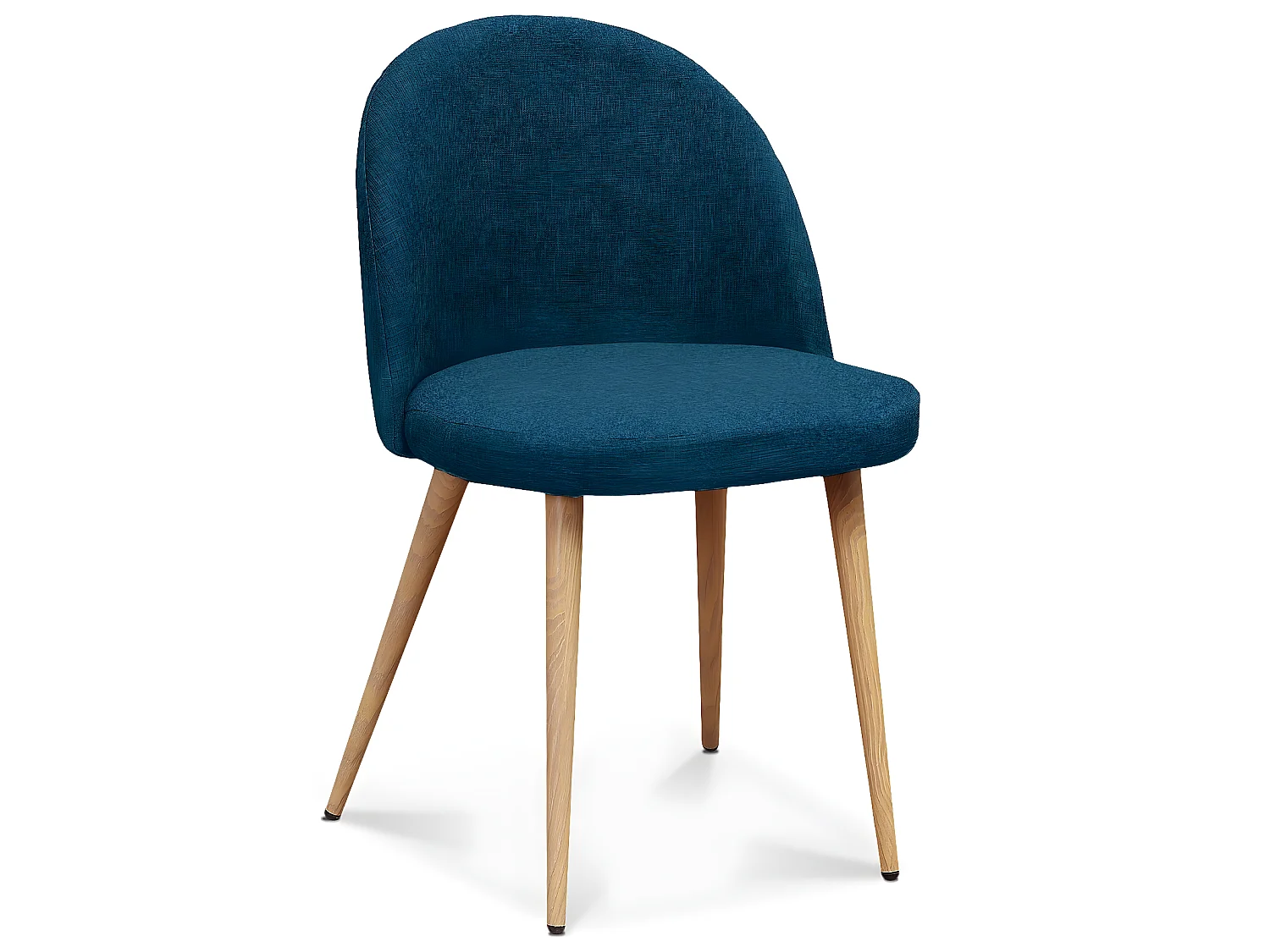 Lot de 4 chaises scandinaves Cecilia tissu bleu canard