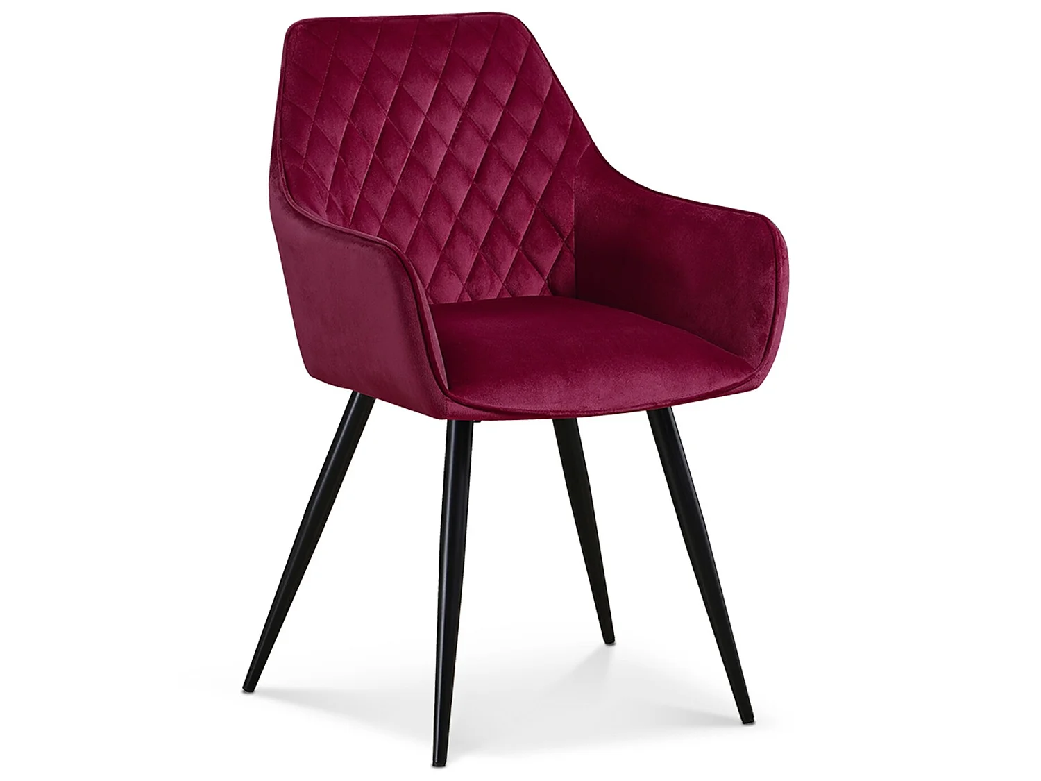 Lot de 4 chaises Victoria en velours rouge pieds noir