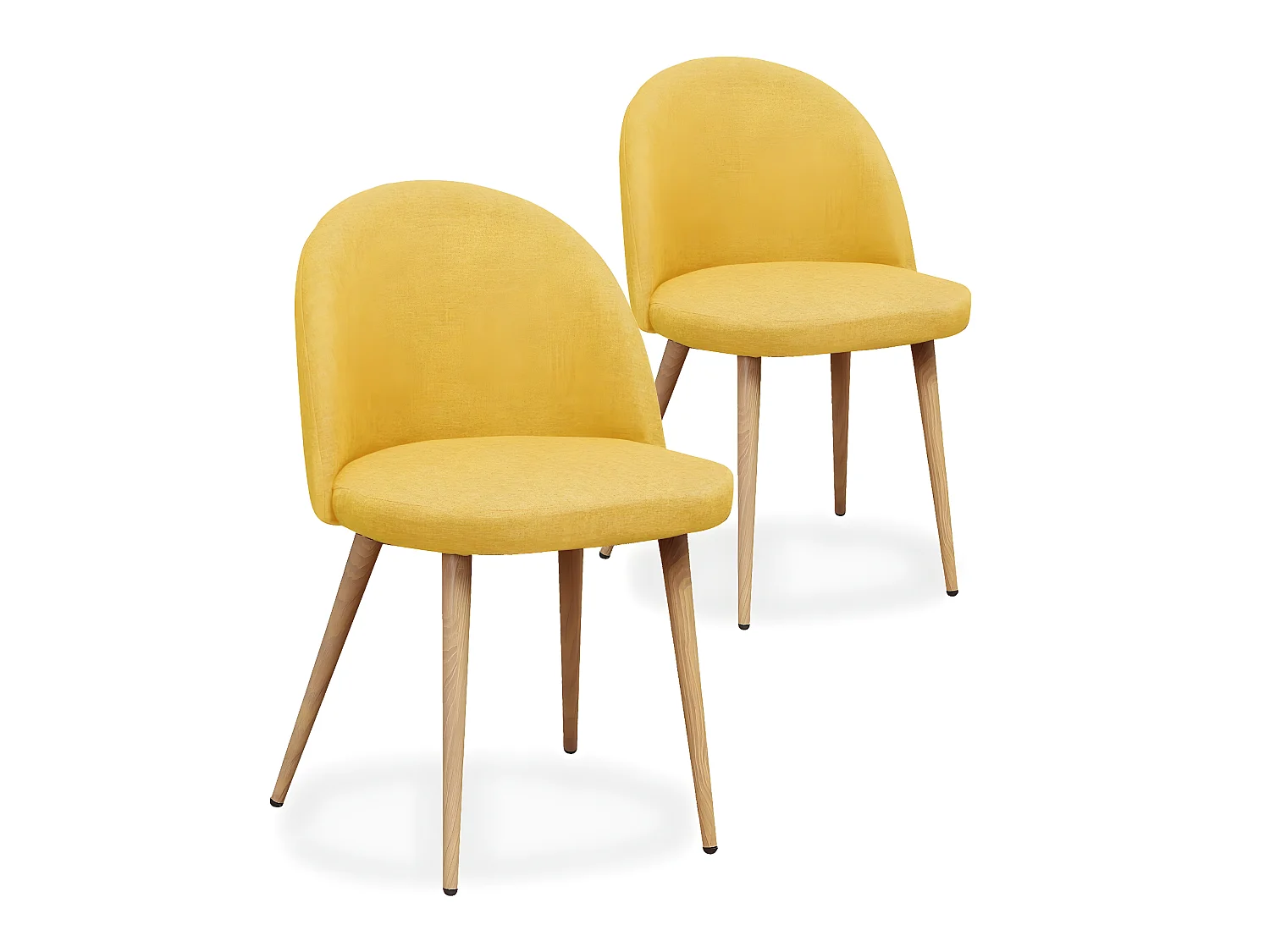 Lot de 2 chaises scandinaves Cecilia tissu Jaune