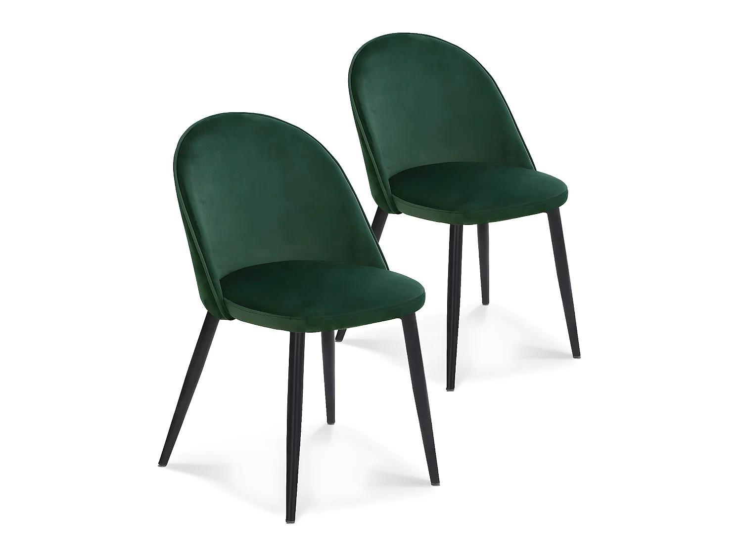 Lot de 2 chaises Cecilia velours Vert pieds noirs