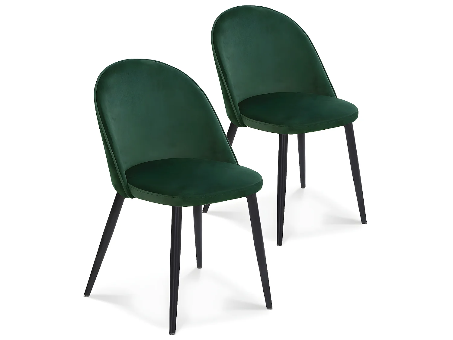 Lot de 2 chaises Cecilia velours Vert pieds noirs