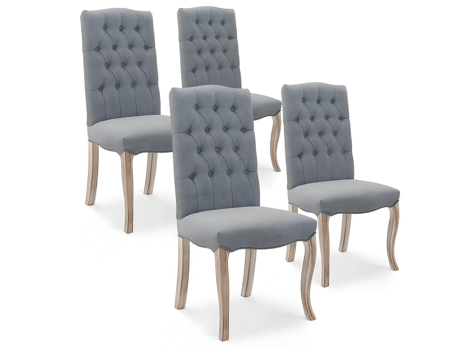 Lot de 4 chaises capitonnées Jade tissu gris