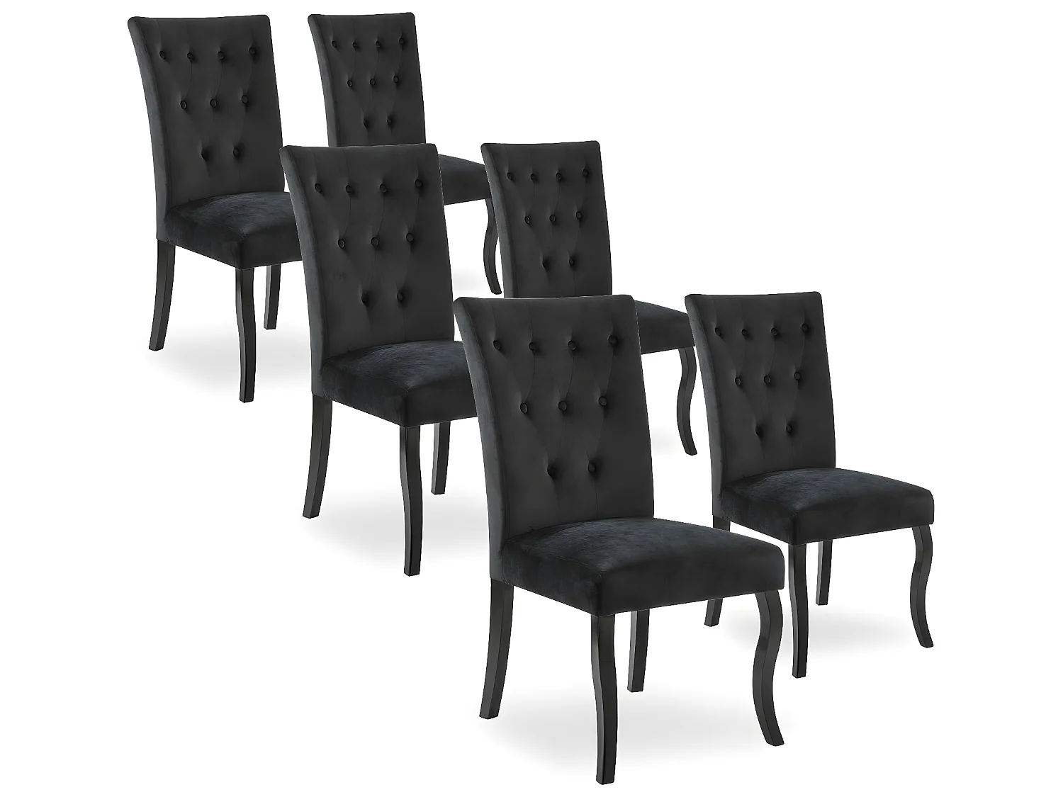 Lot de 6 chaises capitonnées Chaza Velours Noir