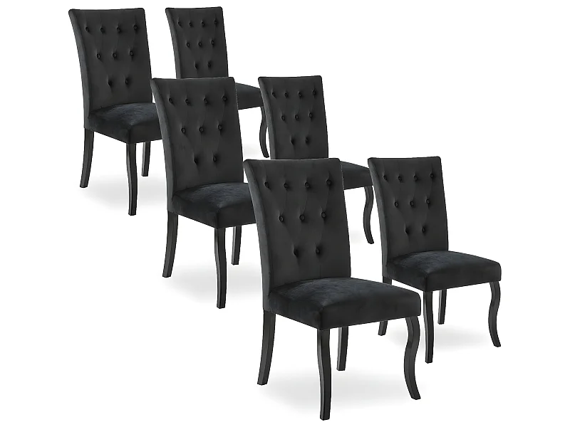Lot de 6 chaises capitonnées Chaza Velours Noir