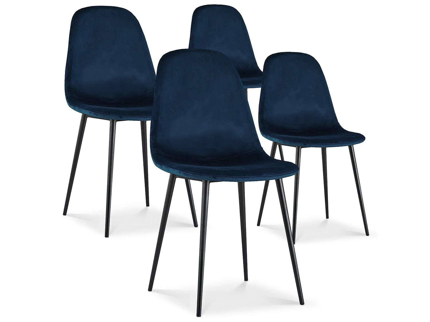 Lot de 4 chaises Bali velours bleu pieds noir