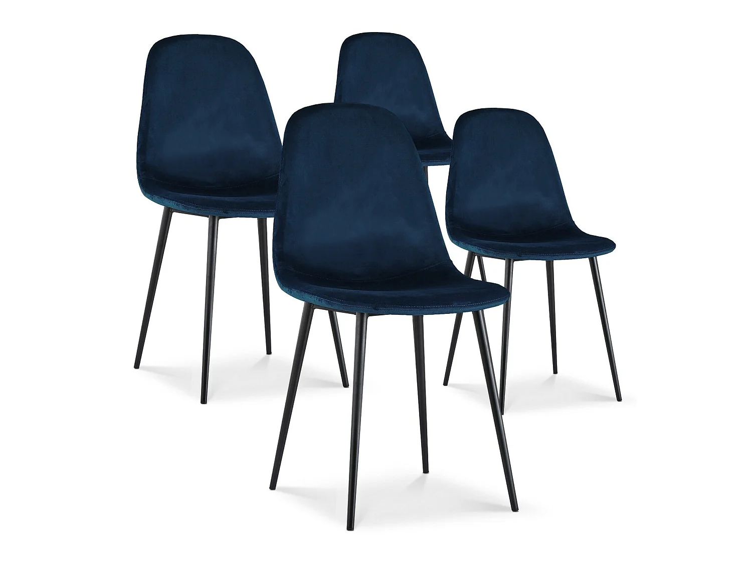 Lot de 4 chaises Bali velours bleu pieds noir
