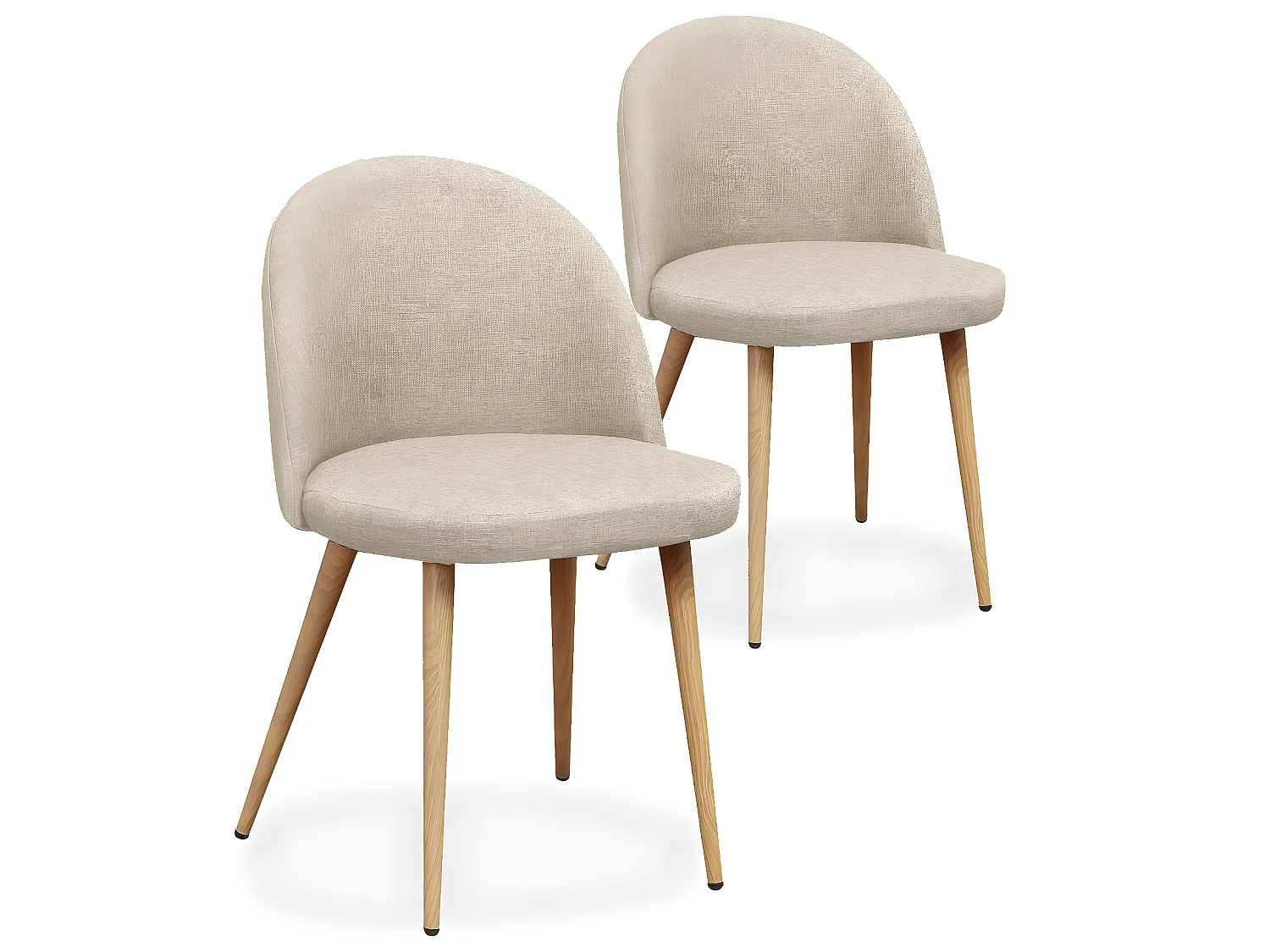 Lot de 2 chaises scandinaves Cecilia tissu Beige