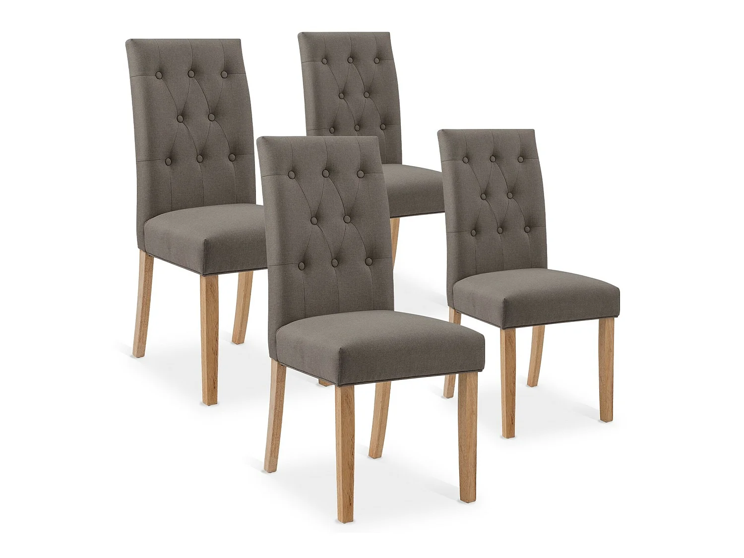 Lot de 4 chaises capitonnées Gaya tissu taupe