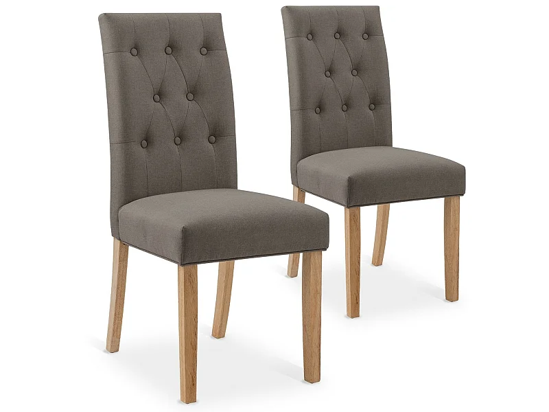 Lot de 2 chaises capitonnées Gaya tissu taupe