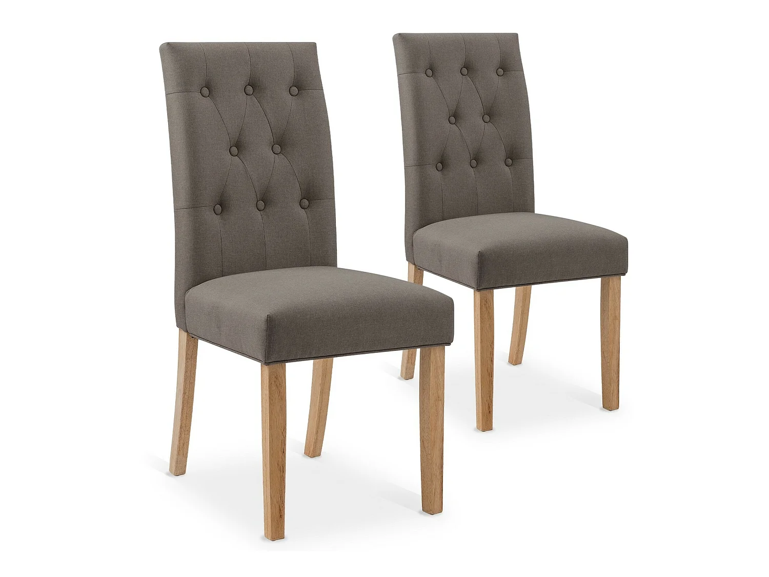 Lot de 2 chaises capitonnées Gaya tissu taupe