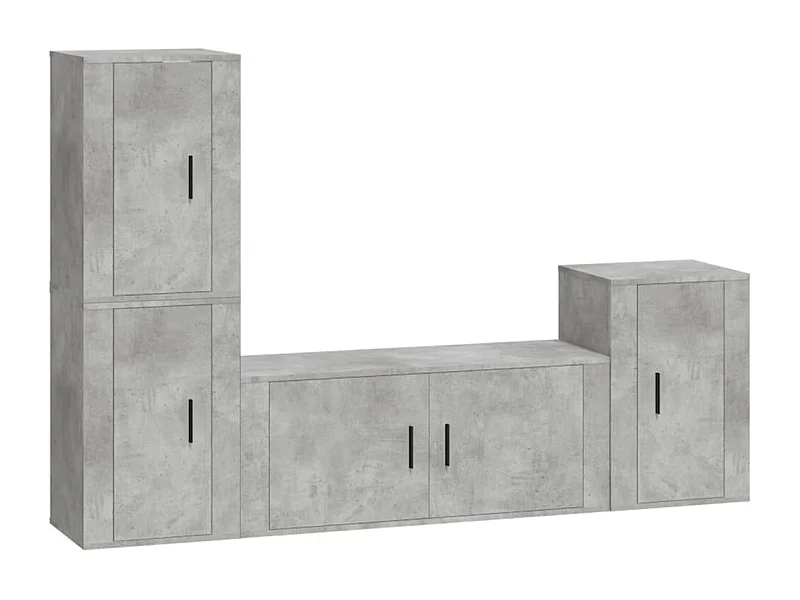 Ensemble de meubles TV 4 pièces Gris béton Bois d'ingénierie