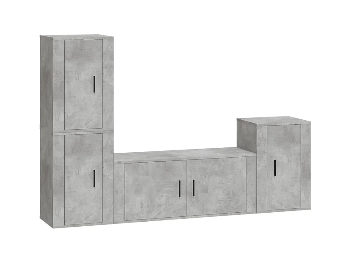 Set de muebles de TV 4 piezas madera contrachapada gris hormigón