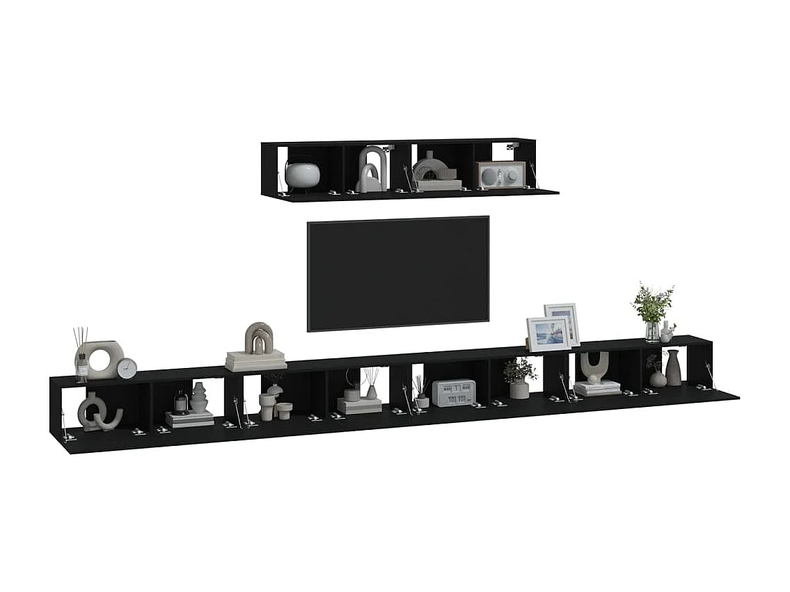 Ensemble de meubles TV 6 pièces Noir Bois d'ingénierie