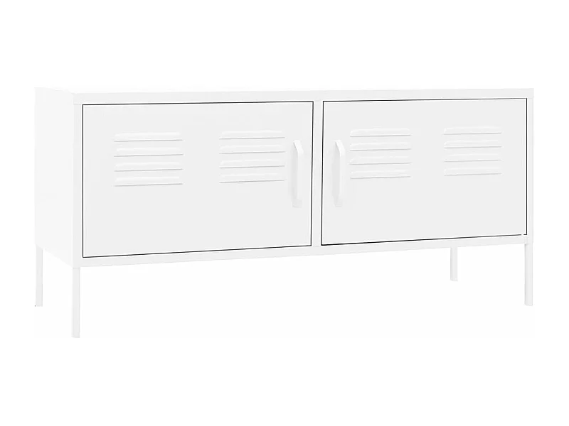 Meuble TV Blanc 105x35x50 cm Acier