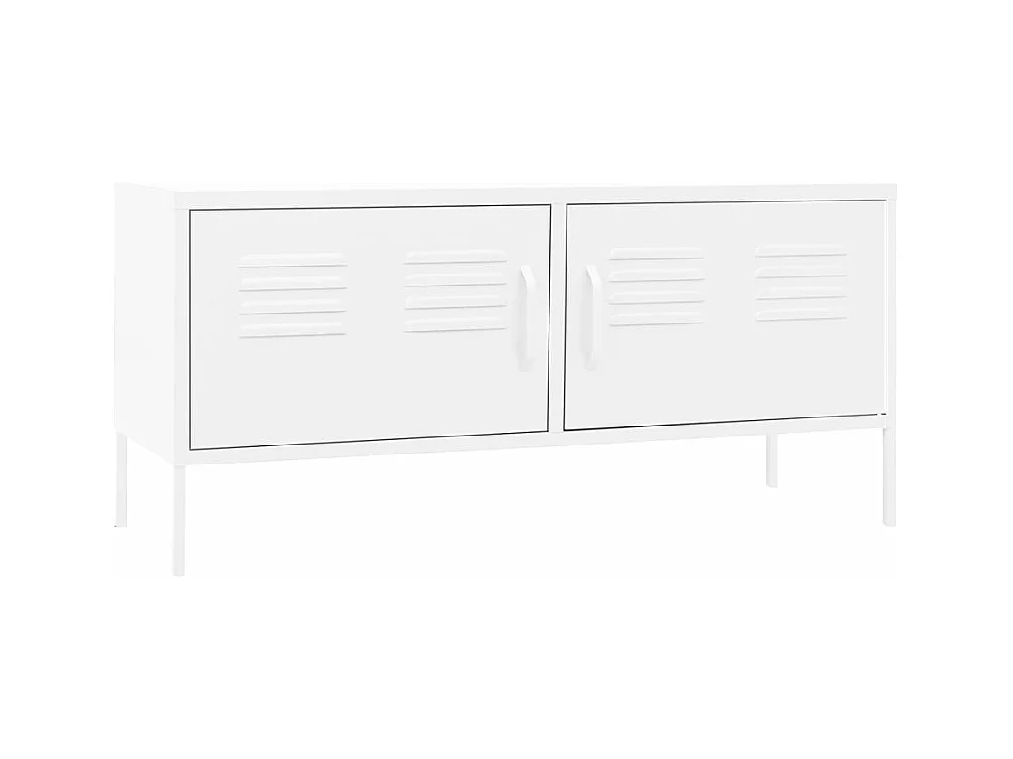 Meuble TV Blanc 105x35x50 cm Acier