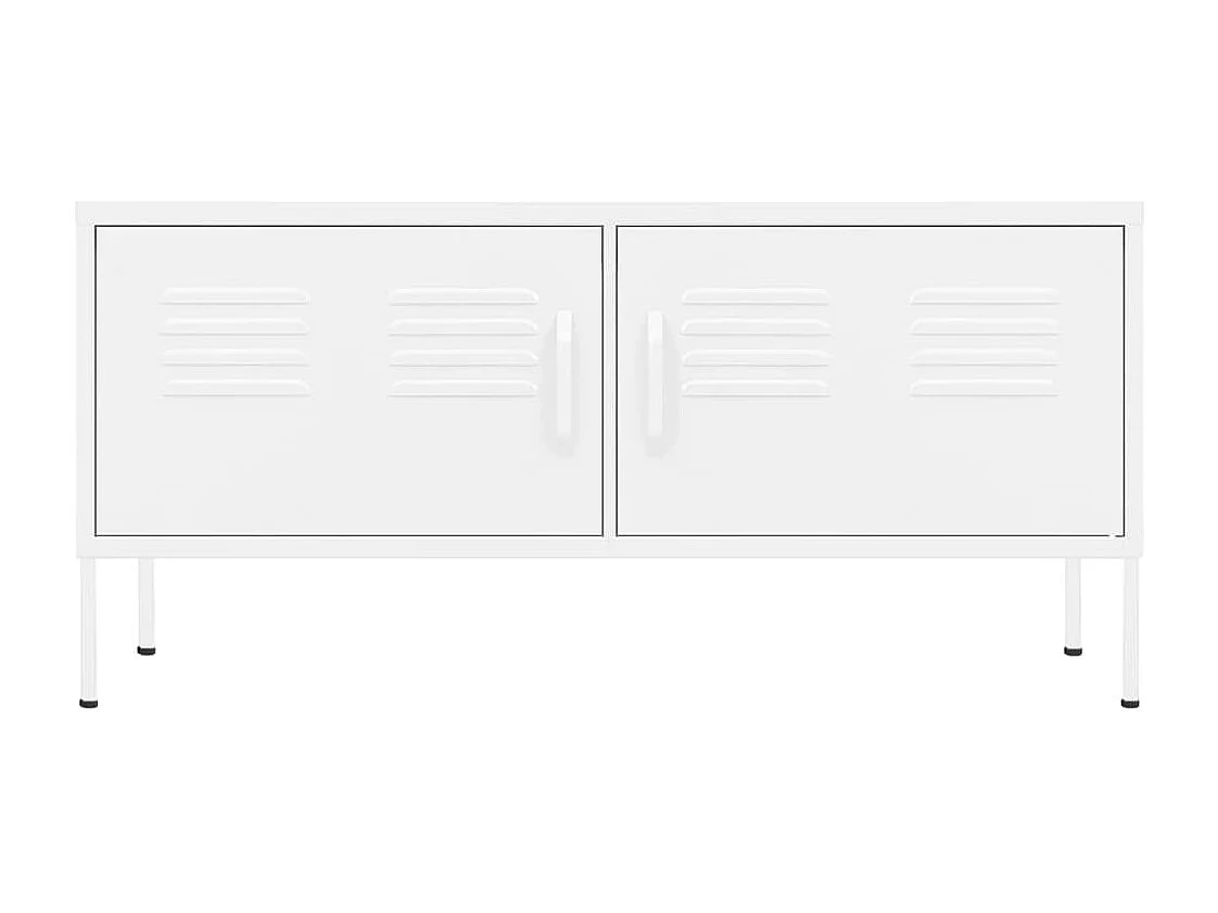 Meuble TV Blanc 105x35x50 cm Acier