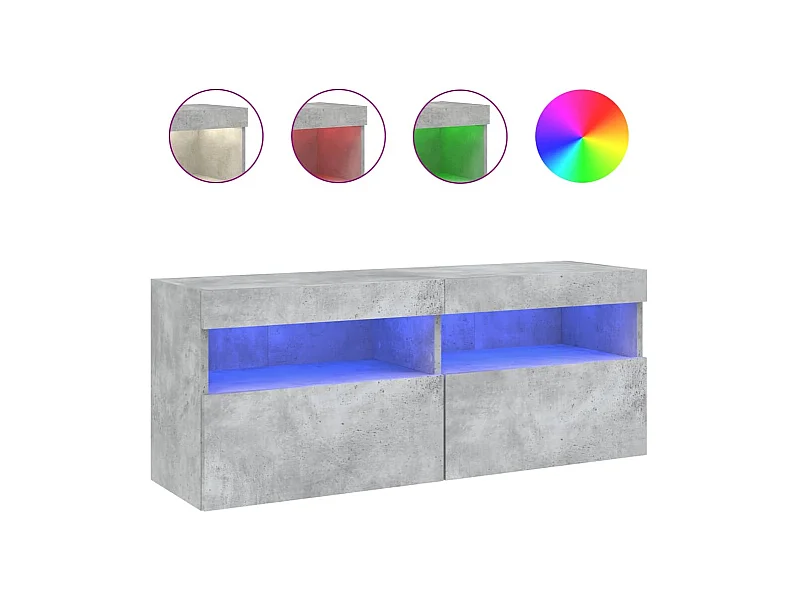 Mueble de TV de pared con luces LED gris hormigón 100x30x40 cm
