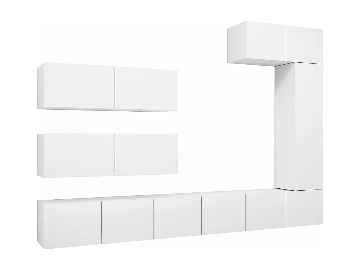 Ensemble de meuble TV 7 pièces Blanc Aggloméré