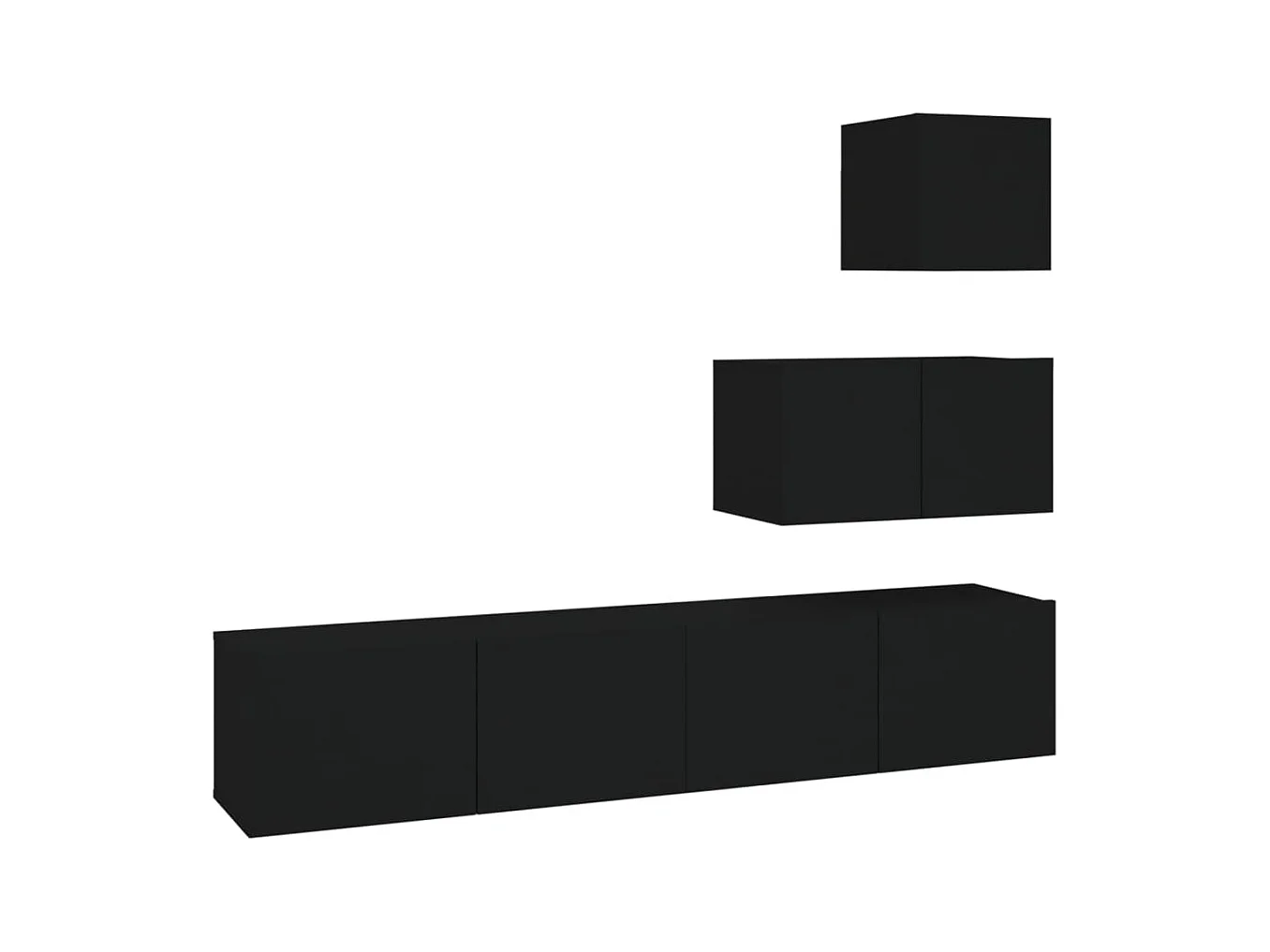 Ensemble de meubles TV 4 pièces Noir Bois d'ingénierie