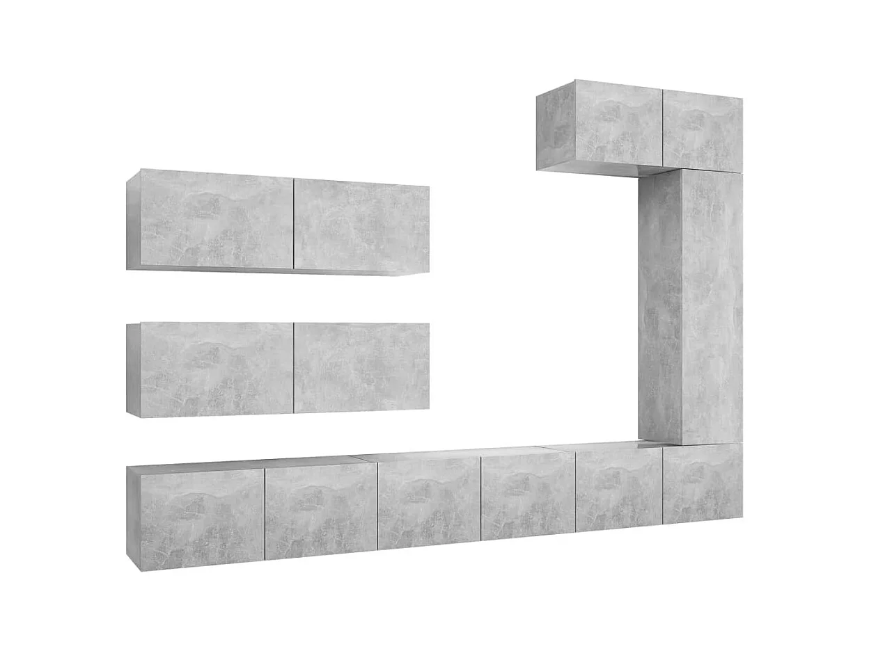 Ensemble de meuble TV 7 pièces Gris béton Aggloméré