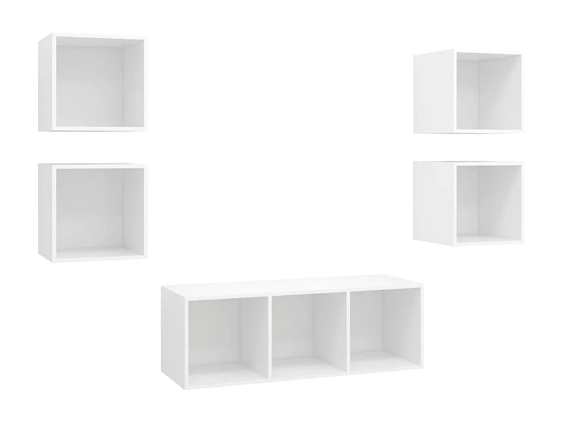 Ensemble de meuble TV 5 pièces Blanc Aggloméré