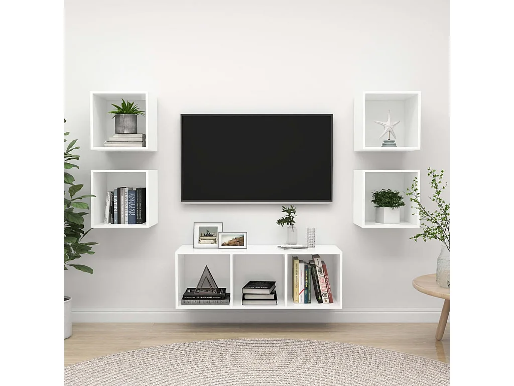 Ensemble de meuble TV 5 pièces Blanc Aggloméré