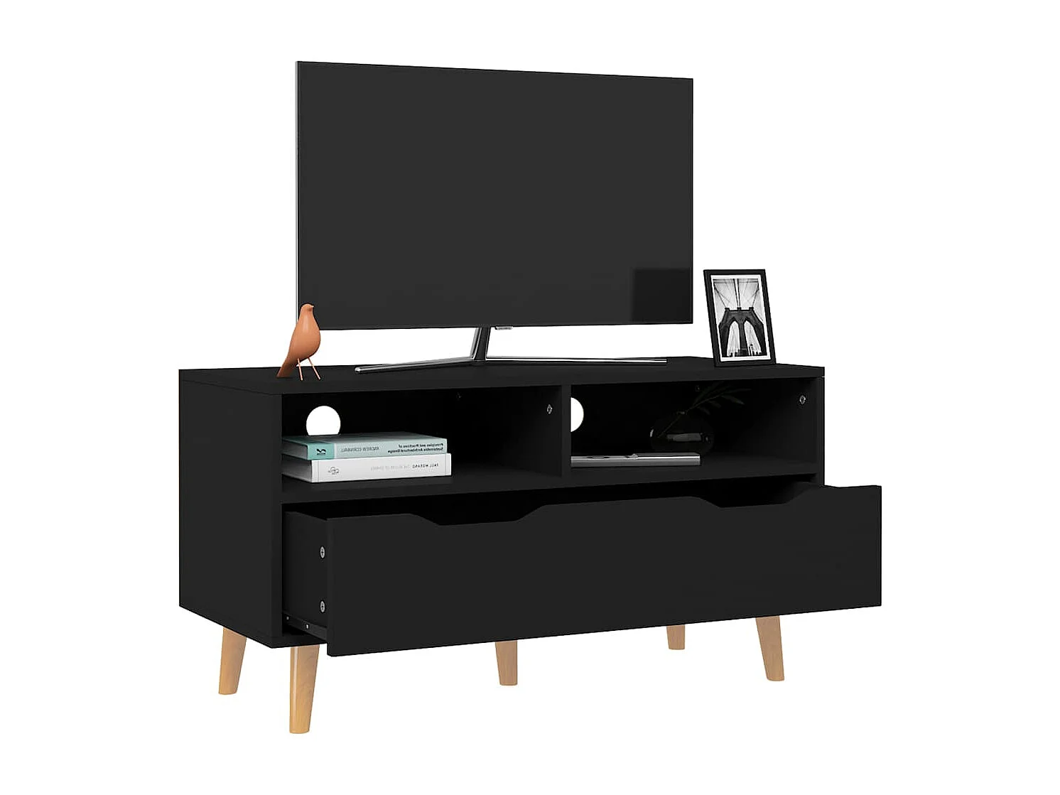 Meuble TV Noir 90x40x48,5 cm Aggloméré