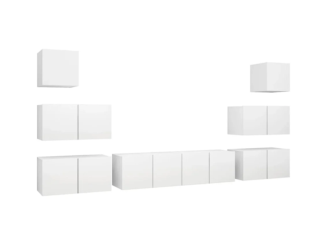 Ensemble de meuble TV 8 pièces Blanc Aggloméré